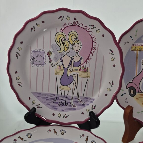 4 Mary Kay Girlfriends Plates 8" salad lunch dessert scalloped edges New boxed - Picture 5 of 9